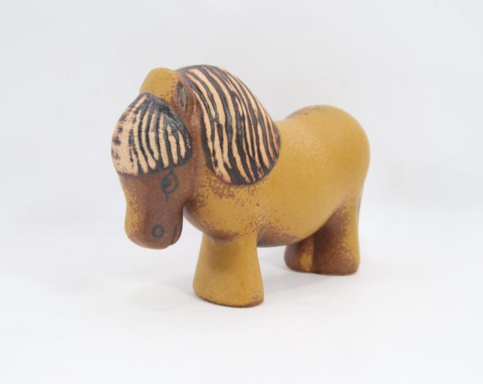Lisa Larson Ponny Pony Horse Figurine | Vintage Scandinavian Gustavsberg Sweden Stoneware | Nordic Farmhouse Art Animal Collectible