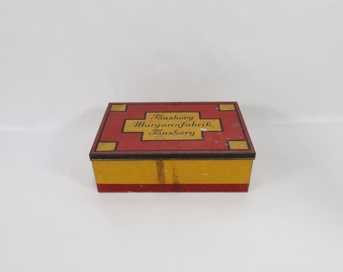 Vintage Norwegian Tin Butter Box | 1950s Tønsberg Margarine Tin | Collectible Tin Box | Gift for Collectors | Nostalgic Decor