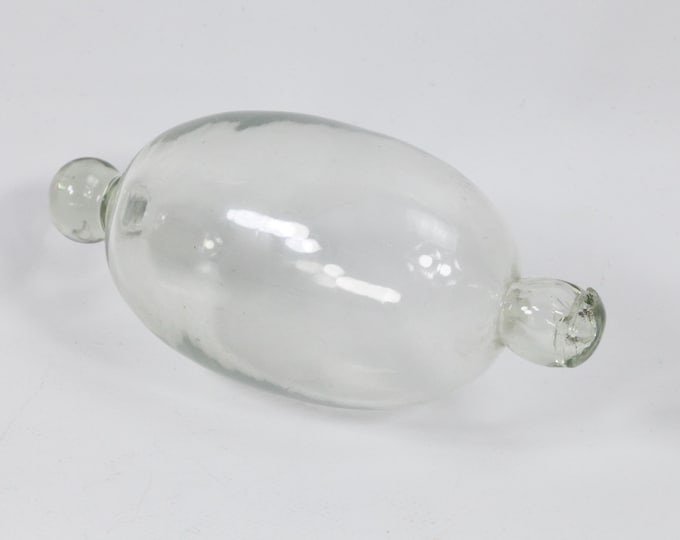 Collectible Oval knobbed egg fishing float, Clear glass with a light green signs, Hemp-Free - Nautical decor from Laurvig glass factory
