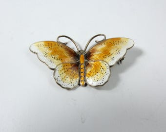 Colorful Enamel Butterfly Brooch in 925S Silver - Nature Inspired Beauty - Norwegian Folk Art