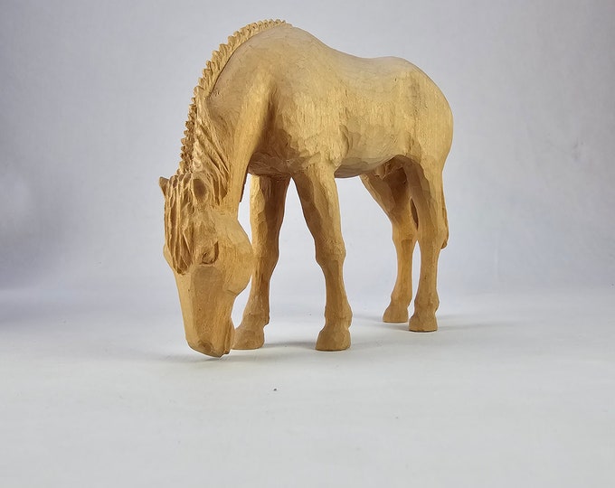 Stunning vintage horse figure - Norwegian folk art - Scandinavian carving art - Hand made one of a kind art figure