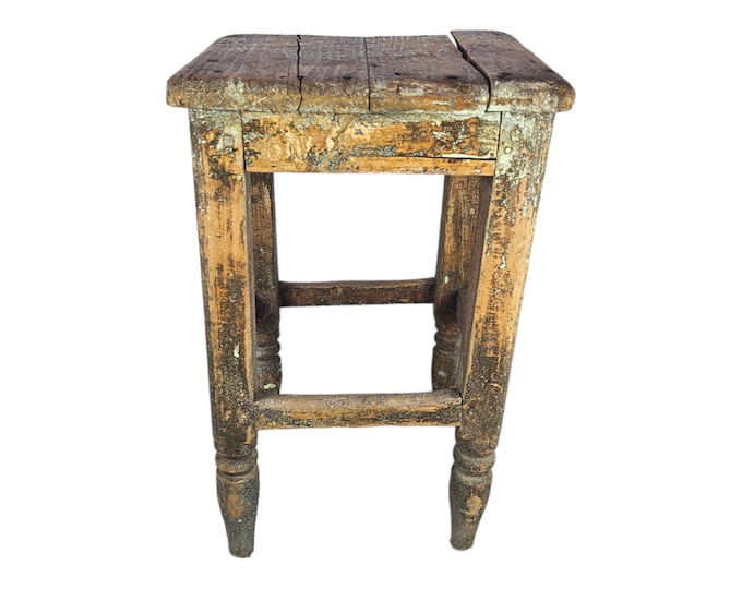 Stunning antique milking stool - Rustic plant stand - Entryway decor - folkart - Vintage 1800s Norwegian primitive and rustic stool decor