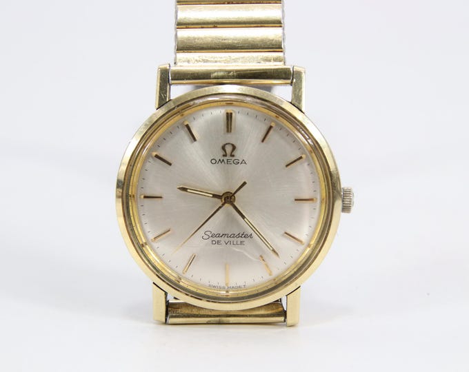 Vintage Omega Seamaster De Ville Automatic Watch | 1960s Gold on Steel Swiss Made | Classic Dress Timepiece | German Fixoflex Bracelet