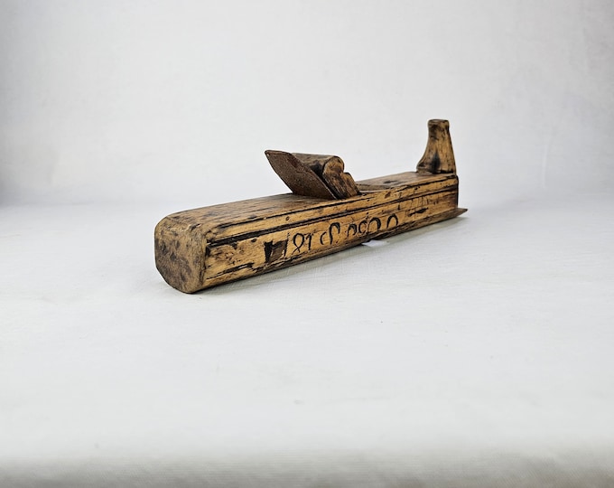 Authentic Handcrafted Woodworking Tool - Antique Wood Planner from 1800s - Museum-quality Collectible - Norwegian handmade tool