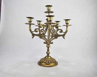 Elegant Vintage Brass Candelabra for 6 Candles - Stunning Home Decor - Grand Centerpiece