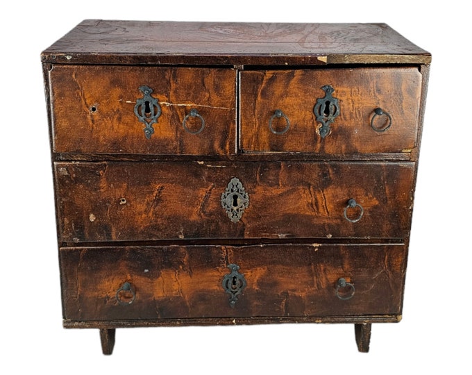 Beautifully Patinaed Antique Chest of Drawers with Porcelain Insulator Handles - A True Vintage Gem!