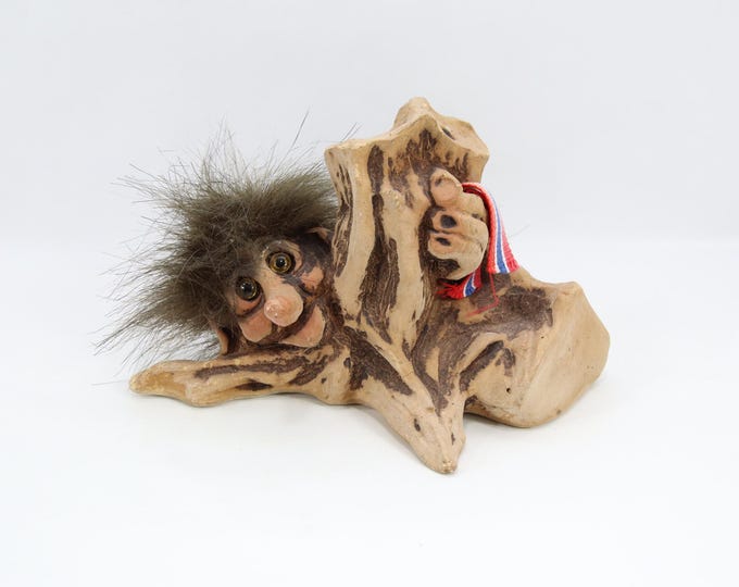 Fosse Troll Norway No 132 1980s | Handmade Norwegian Troll Figurine | Scandinavian Folklore Forest Troll with Medal