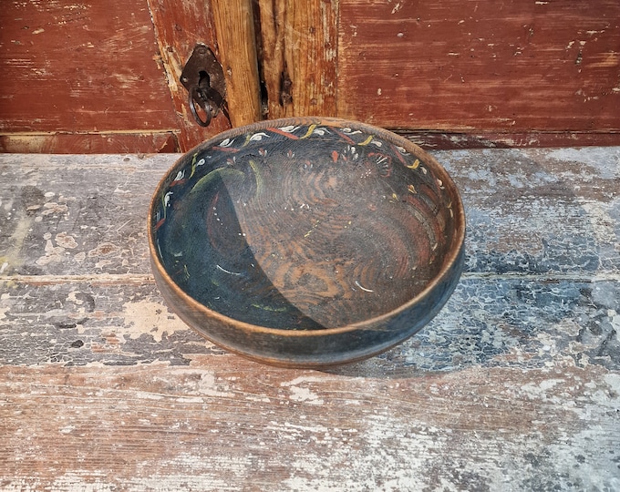 Stunning antique ale bowl with beautiful patina - Norwegian Alebowl - Rare collectible bowl - Rustic and primitiv folk-art