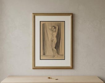 Original Norwegian Lithograph | Mid Century Female Nude Study | Limited Edition Scandinavian Figurative Wall Art 1960s