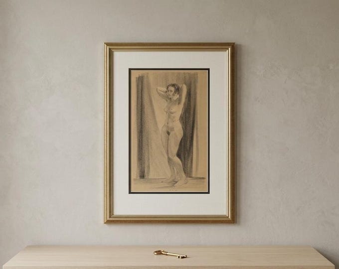 Original Norwegian Lithograph | Mid Century Female Nude Study | Limited Edition Scandinavian Figurative Wall Art 1960s