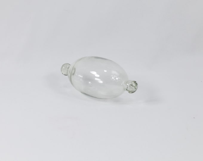 Collectible Oval knobbed egg fishing float, Clear glass with a light green signs, Hemp-Free - Nautical decor from Norwegian glass factory