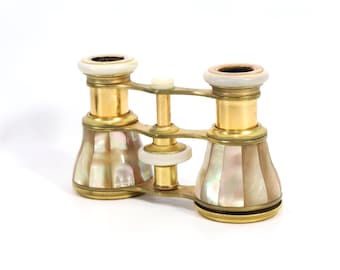 Antique Theater Binoculars | Vintage Opera Glasses | Mother of Pearl Finish | Romantic Decor Piece | Collectible
