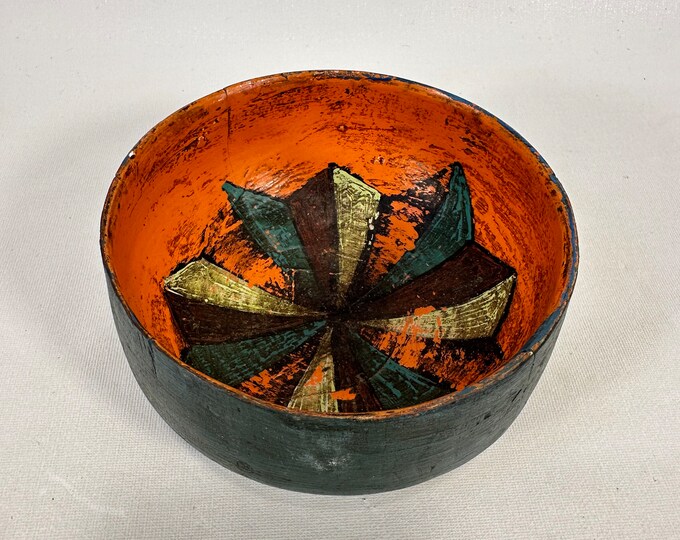 Antique Norwegian Drinking Bowl with Stunning Patina & Traditional Vestlandet Pattern