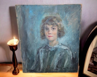 Vintage Portrait Painting - Beautiful Girl by Bjørn Smith Hald - Classic Wall Decor