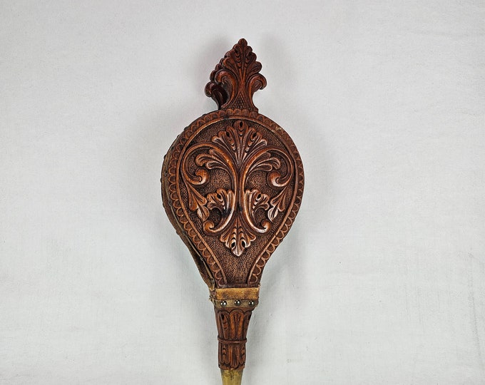 Charming Vintage Norwegian Handmade Fireplace Blower - Authentic Scandinavian Home Decor - 1900-1920s Folkart with Norwegian Rose Carving