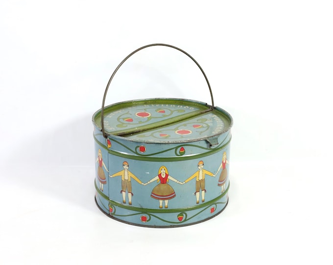 Vintage Norwegian Tin Box 1940s | Norwegian Craftsmanship | Bunad Decoration | Kiellands Collectible | Rare Find