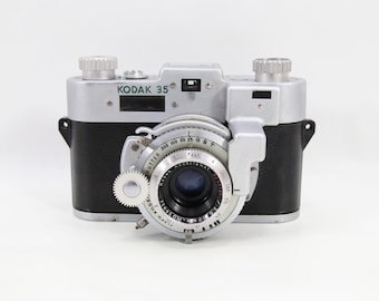 Vintage Kodak 35 Camera with Leather Case | 1940s American 35mm Film Camera | Mid Century Photography Prop | Collectible Estate Find Gift