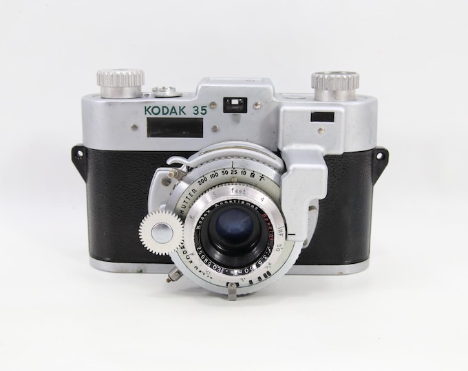 Vintage Kodak 35 Camera with Leather Case | 1940s American 35mm Film Camera | Mid Century Photography Prop | Collectible Estate Find Gift