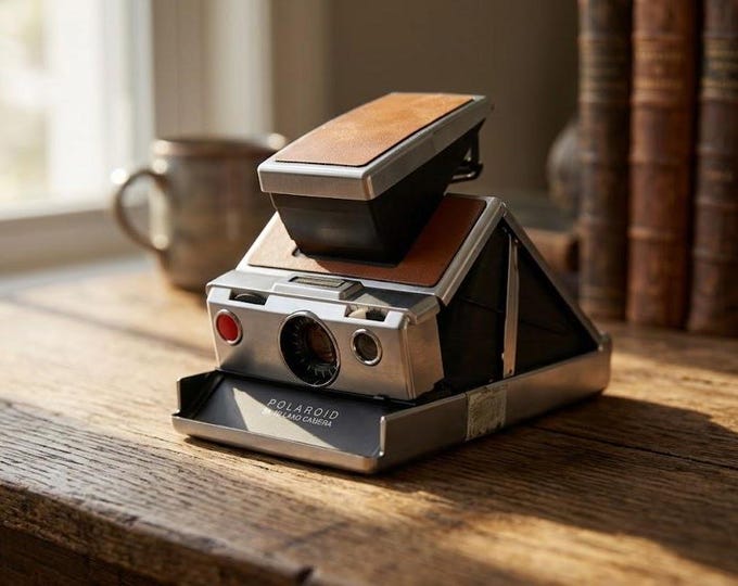 Vintage Polaroid SX-70 Land Camera | Original Brown Leather Chrome | Iconic Folding Instant Camera | Retro Mid Century Modern Home Decor