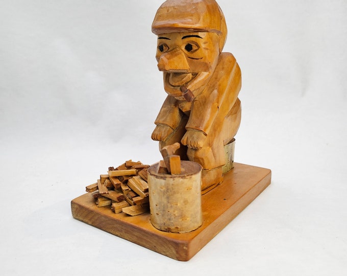 One-of-a-Kind Wooden Figure - Exceptional Norwegian Folk Art for Cabin Decor and Collectors