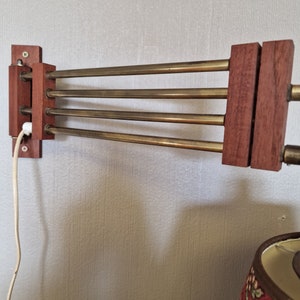 Fantastic 1950s Norwegian designed teak wall lamp,Wall scone lamp,Interior lamp,Flower lamp shade,Scandinavian design,Rare design lamp image 3