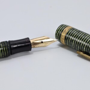 Parker Vacumatic Pluma Estilográfica Vintage Emerald Pearl Años 30 40 Oro 14K Art Deco Coleccionista imagen 8