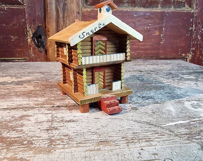 Unique Handcrafted Model of a Traditional Norwegian House: 1960s Antique Storage House for Collectors