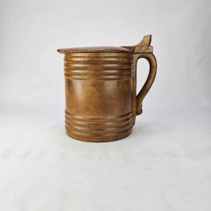 Rustic Vintage Wooden Tankard - Norwegian Ale Mug - Perfect for Beer Enthusiasts and Collectors