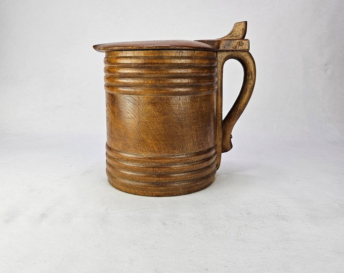 Rustic Vintage Wooden Tankard - Norwegian Ale Mug - Perfect for Beer Enthusiasts and Collectors