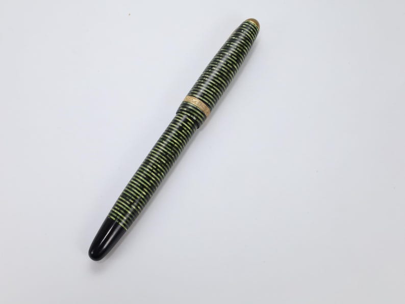 Parker Vacumatic Pluma Estilográfica Vintage Emerald Pearl Años 30 40 Oro 14K Art Deco Coleccionista imagen 4