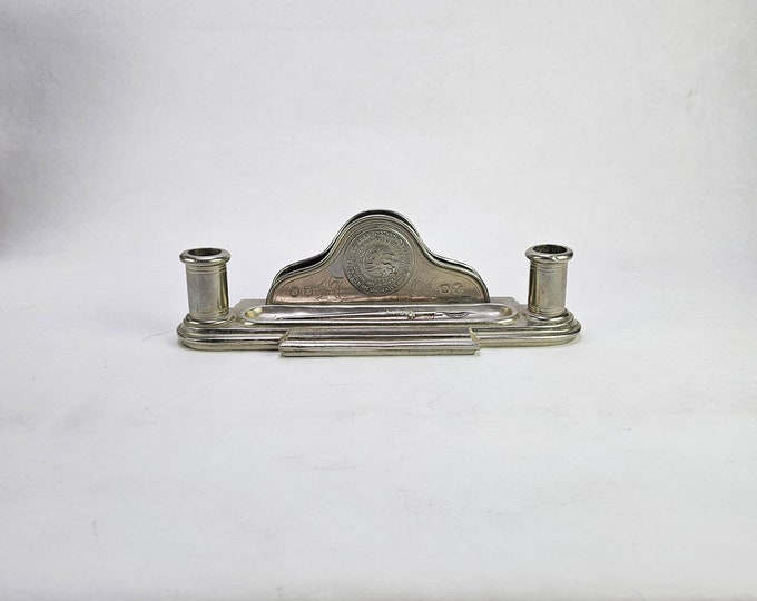 Antique-inspired Norwegian Pewter Pen Holder - Replica of a 1700s Model - Unique Vintage Interior Gift - 1970s vintage