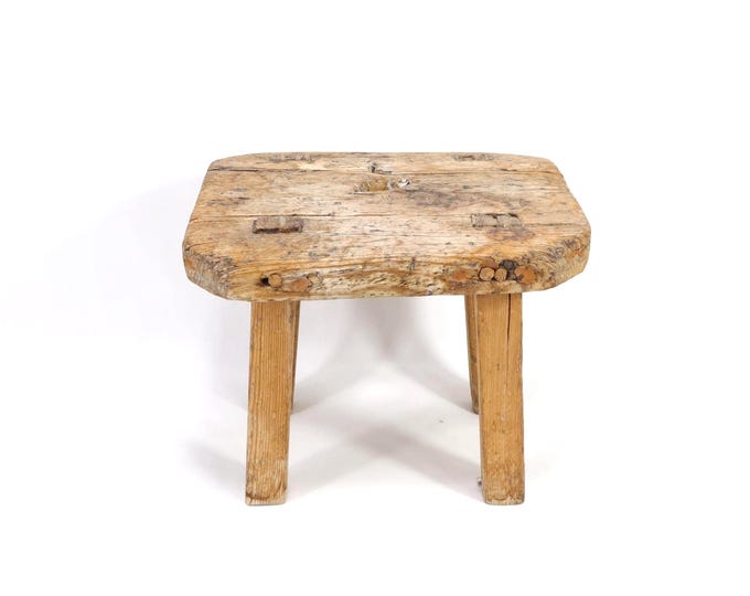 Unique Antique Milking Stool from Norway 1800s - Rustic Norwegian Peasant Design - Perfect House Gift