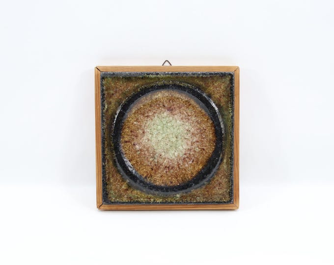 Norwegian Framed Ceramic Art by Konrad Galaaen | Porsgrund Porcelain 1960s Studio Glaze | Earth Tone Scandinavian Wall Art