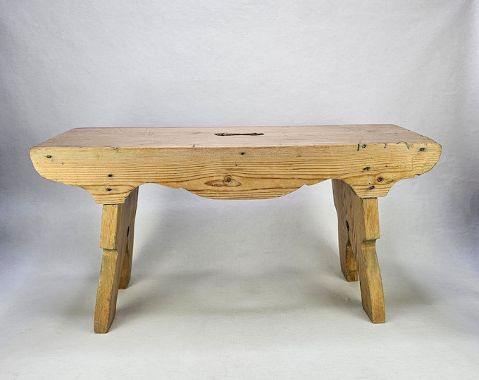 Stunning antique milking stool - Rustic plant stand - Entryway decor - Norwegian folkart