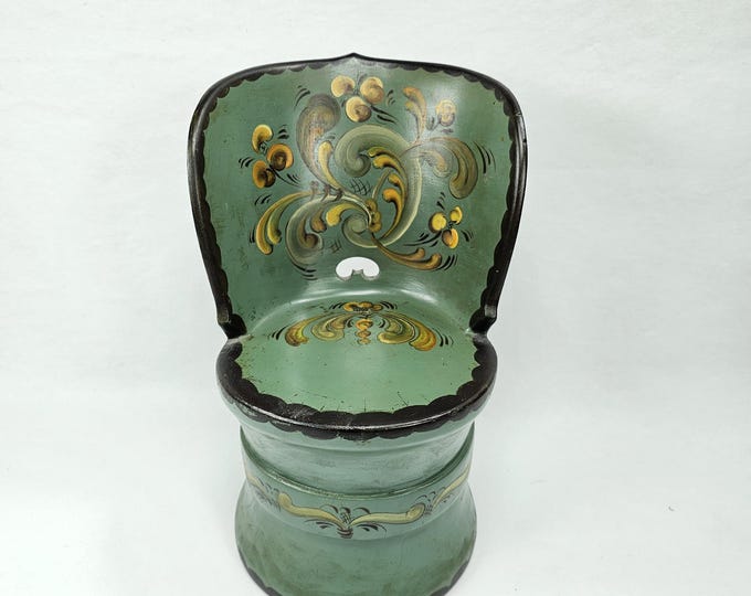 Vintage Hand-Carved Cube Chair - 1969 Signed M.B. Dale - Scandinavian Rosemaled Design