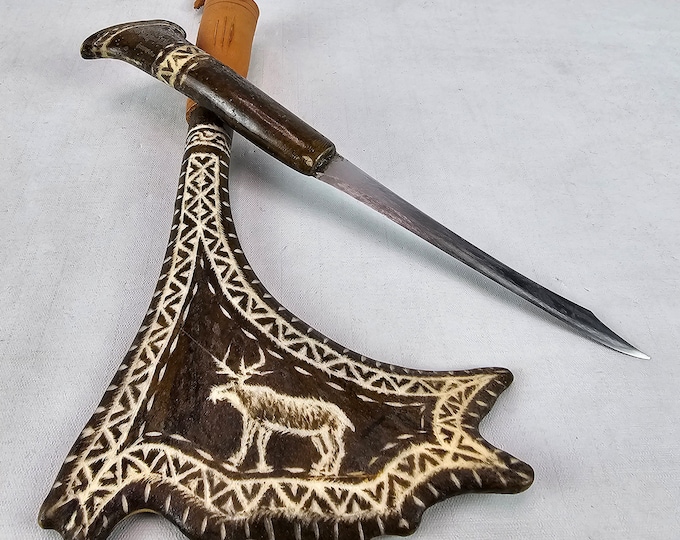 Authentic Norwegian Reindeer Knife - Traditional Sami Knife Crafted from Reindeer Horn - Collectible from 1975