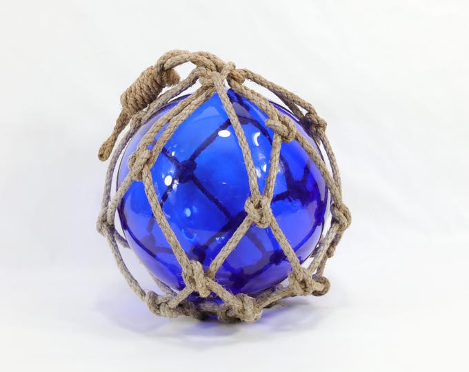 Vintage Cobalt Blue Glass Float|Nautical Home Decor|Maritime Floating Ball|Ocean Themed Accent|Nautical Treasure