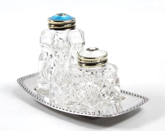 Beautiful set of salt and pepper shakers and tray from David Andersen - 925 silver - Norwegian hand made silver