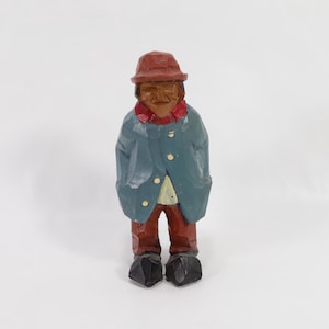 Hand Carved Norwegian Wooden Farmer Lady Figure - Vintage Retro Folk Art Decor