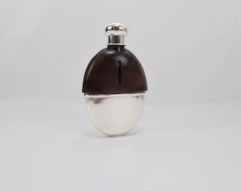 Antique Norwegian Silver And Leather Flask J Tostrup 1900 830S Scandinavian Drinking Bottle