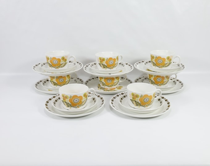 Retro Breakfast Trio Stavanger Flint Norwegian Dishware Set, Siljan Decor
