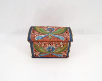 Antique Norwegian Rosemaling Jewelry Box: Hallingdal Folk Art, Circa 1910s