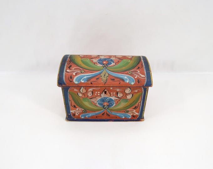 Antique Norwegian Rosemaling Jewelry Box: Hallingdal Folk Art, Circa 1910s