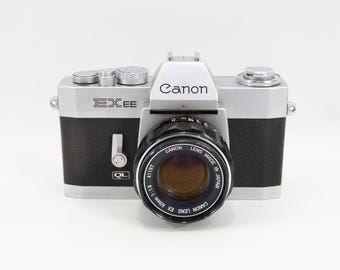 Vintage Canon Ex Ee Ql 35mm SLR Camera | 50mm f1.8 Lens | 1970s Film Camera | Japan Classic | With Case