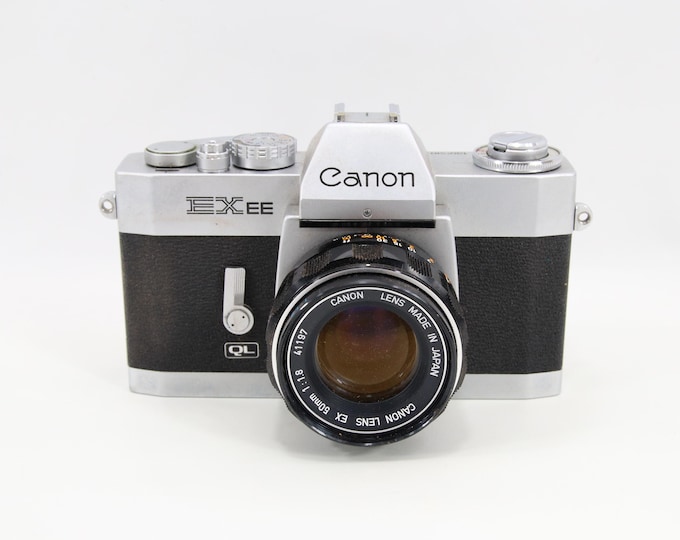 Vintage Canon Ex Ee Ql 35mm SLR Camera | 50mm f1.8 Lens | 1970s Film Camera | Japan Classic | With Case