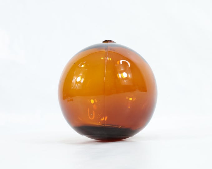 Norwegian Old Fishing Float 1940s | Maritime Treasure | Reddish Brown Glass Ball | Nautical Nostalgia | Collector's Item