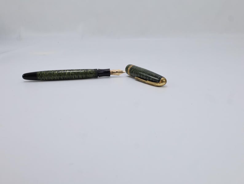 Parker Vacumatic Pluma Estilográfica Vintage Emerald Pearl Años 30 40 Oro 14K Art Deco Coleccionista imagen 9