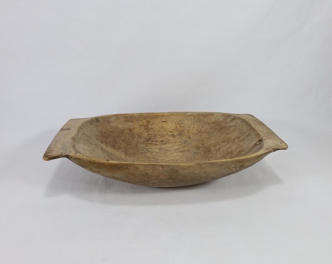 Handmade Nordic Wooden Dough Bowl - Antique Table Centerpiece from 1866