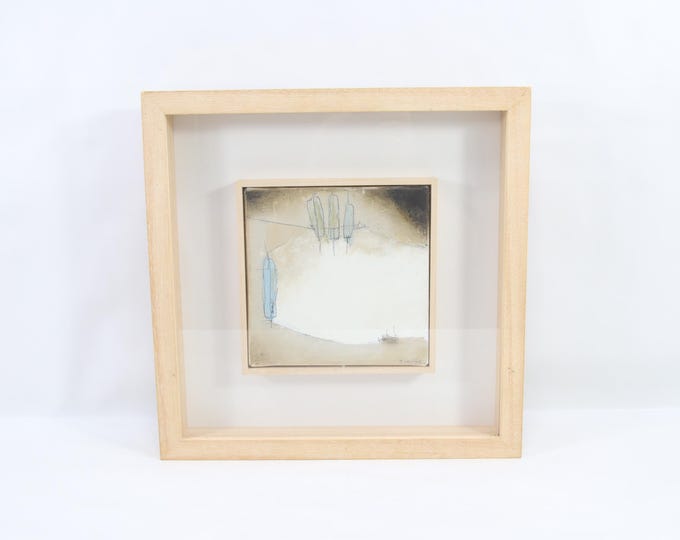 Teresa Lawton Original Oil Painting | Flood Waters Abstract Art | Mid Century British Wall Art Framed