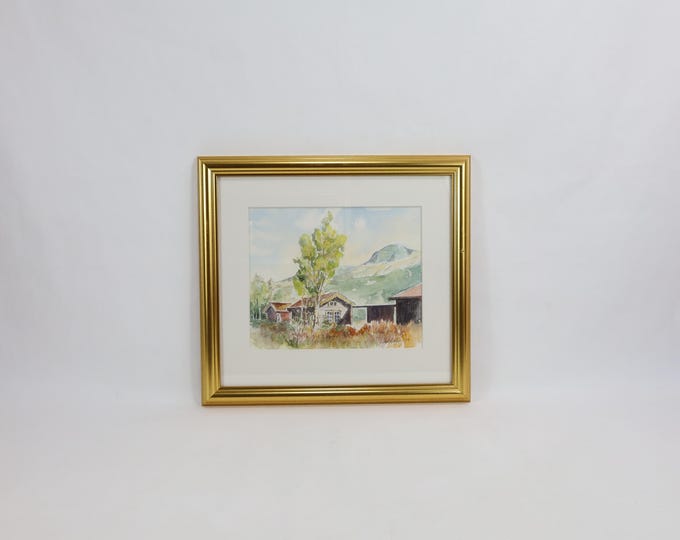 Charming Nordic Farm Scene by Odd Sæten, 1999 Original Painting